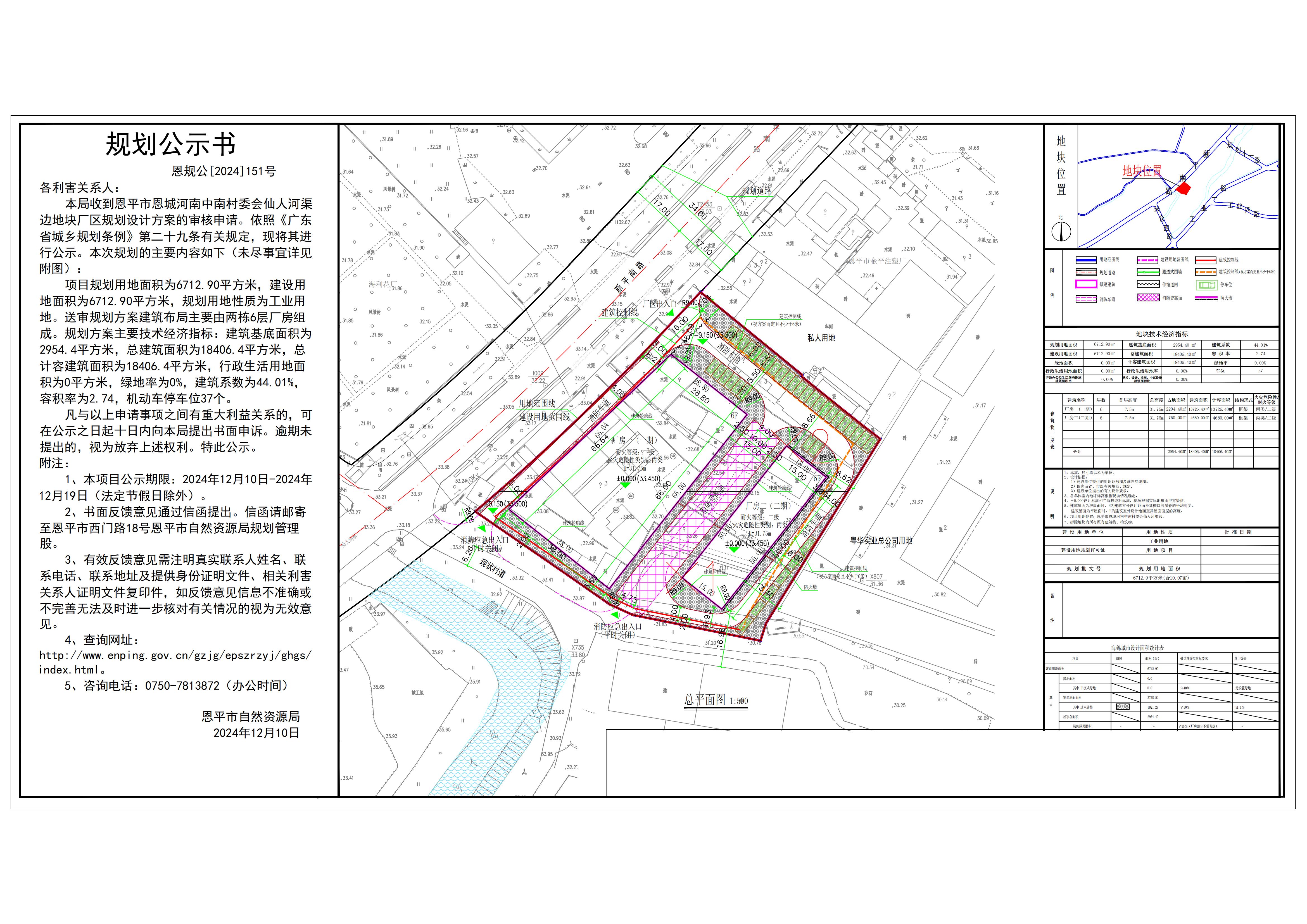 恩規(guī)公[2024]151號 規(guī)劃公示書 關于恩平市恩城河南中南村委會仙人河渠邊的公示.jpg